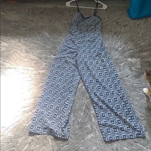 Blue spaghetti strap pantsuit